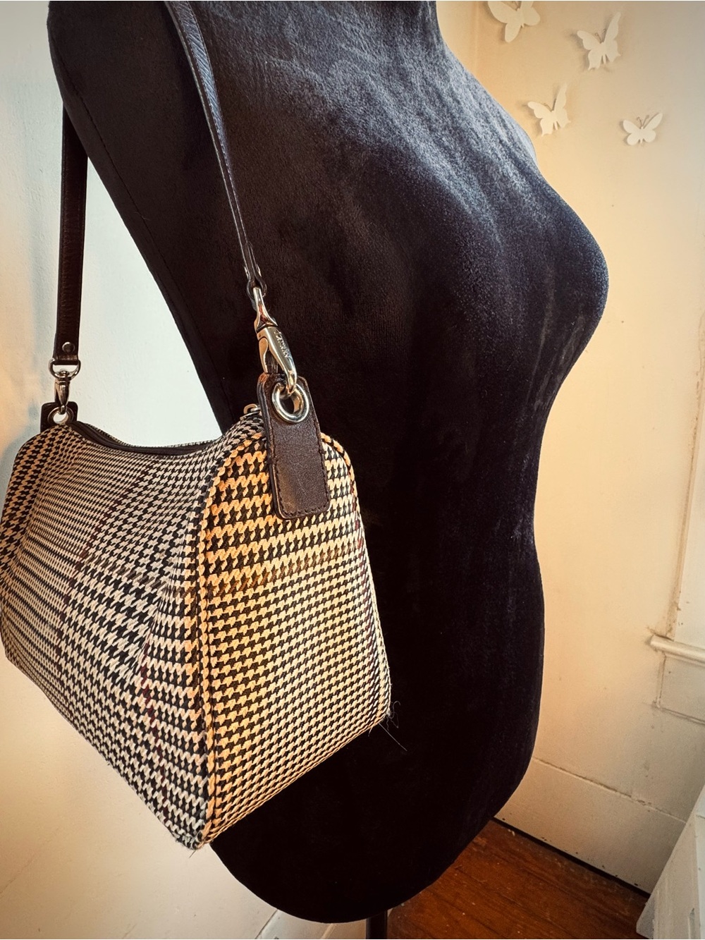‼️SOLD‼️ Vintage 1993 Ralph Lauren Houndstooth Shoulder Bag - Picture 4 of 6